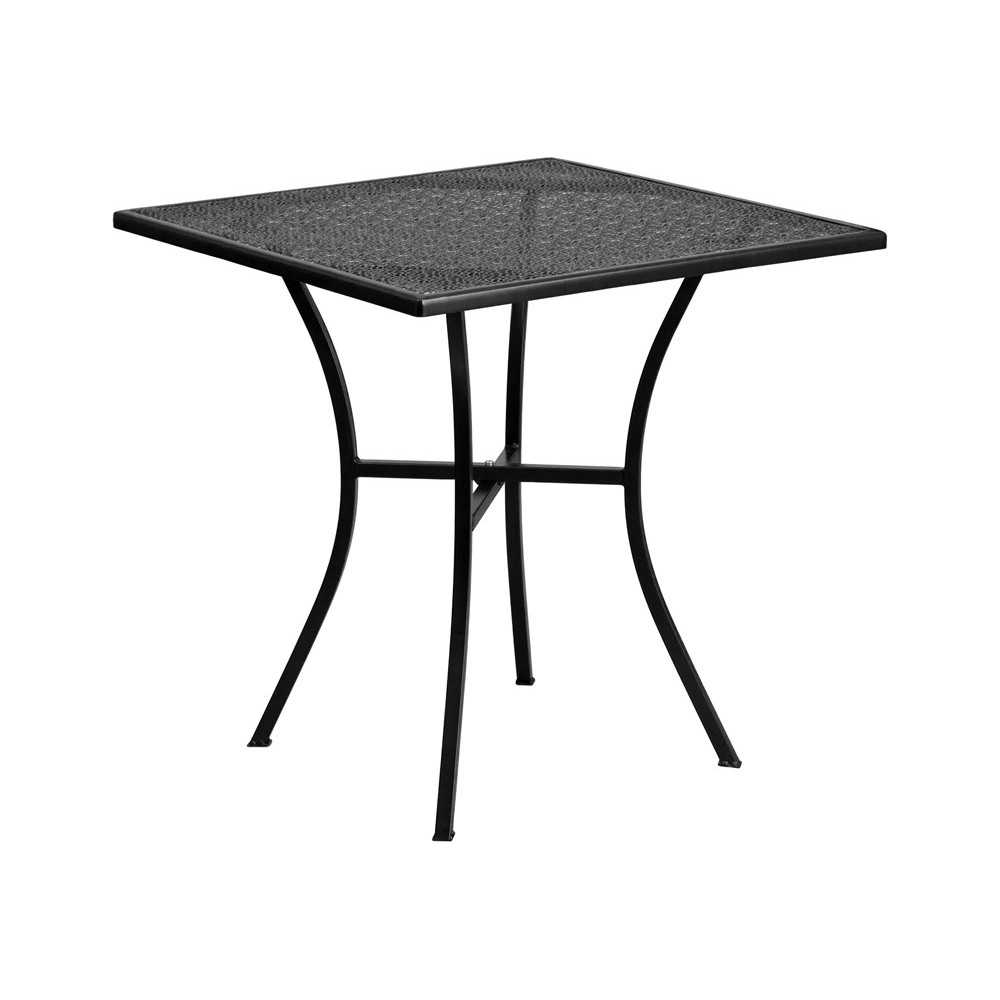 Commercial Grade 28" Square Black Indoor-Outdoor Steel Patio Table