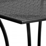 Commercial Grade 28" Square Black Indoor-Outdoor Steel Patio Table