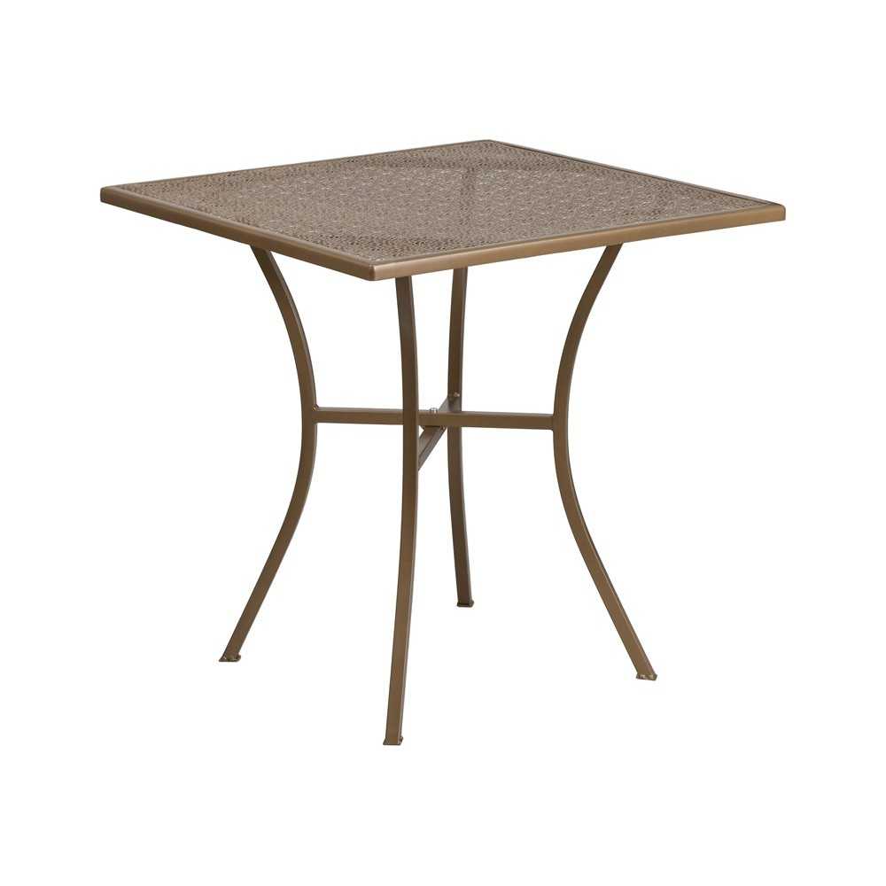 Commercial Grade 28" Square Gold Indoor-Outdoor Steel Patio Table