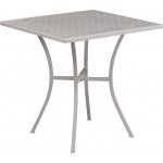 Commercial Grade 28" Square Light Gray Indoor-Outdoor Steel Patio Table