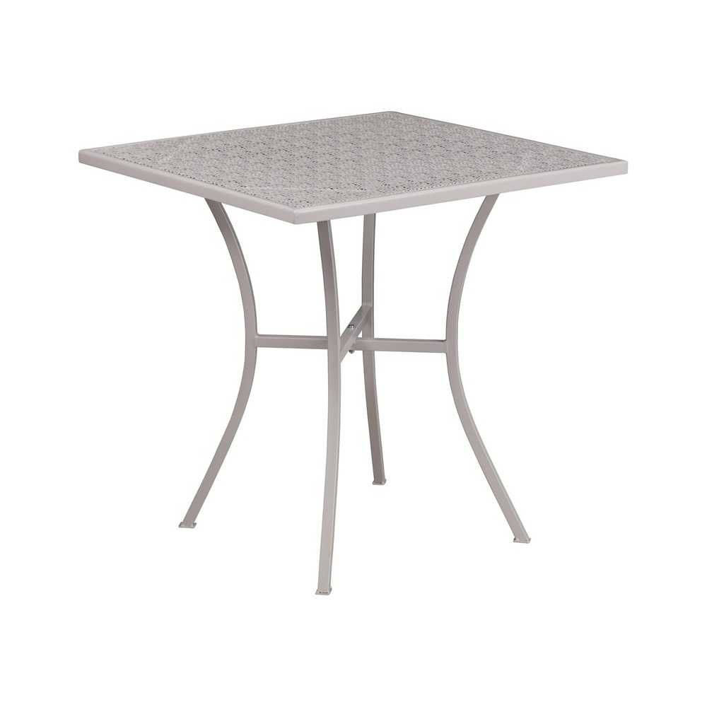 Commercial Grade 28" Square Light Gray Indoor-Outdoor Steel Patio Table