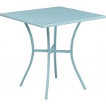 Commercial Grade 28" Square Sky Blue Indoor-Outdoor Steel Patio Table