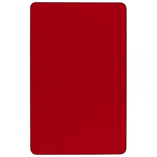 30''W x 48''L Rectangular Red Thermal Laminate Activity Table - Height Adjustable Short Legs