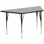 29''W x 57''L Trapezoid Grey HP Laminate Activity Table - Standard Height Adjustable Legs