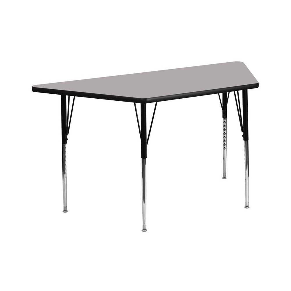 29''W x 57''L Trapezoid Grey HP Laminate Activity Table - Standard Height Adjustable Legs