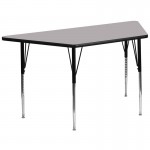 29''W x 57''L Trapezoid Grey Thermal Laminate Activity Table - Standard Height Adjustable Legs