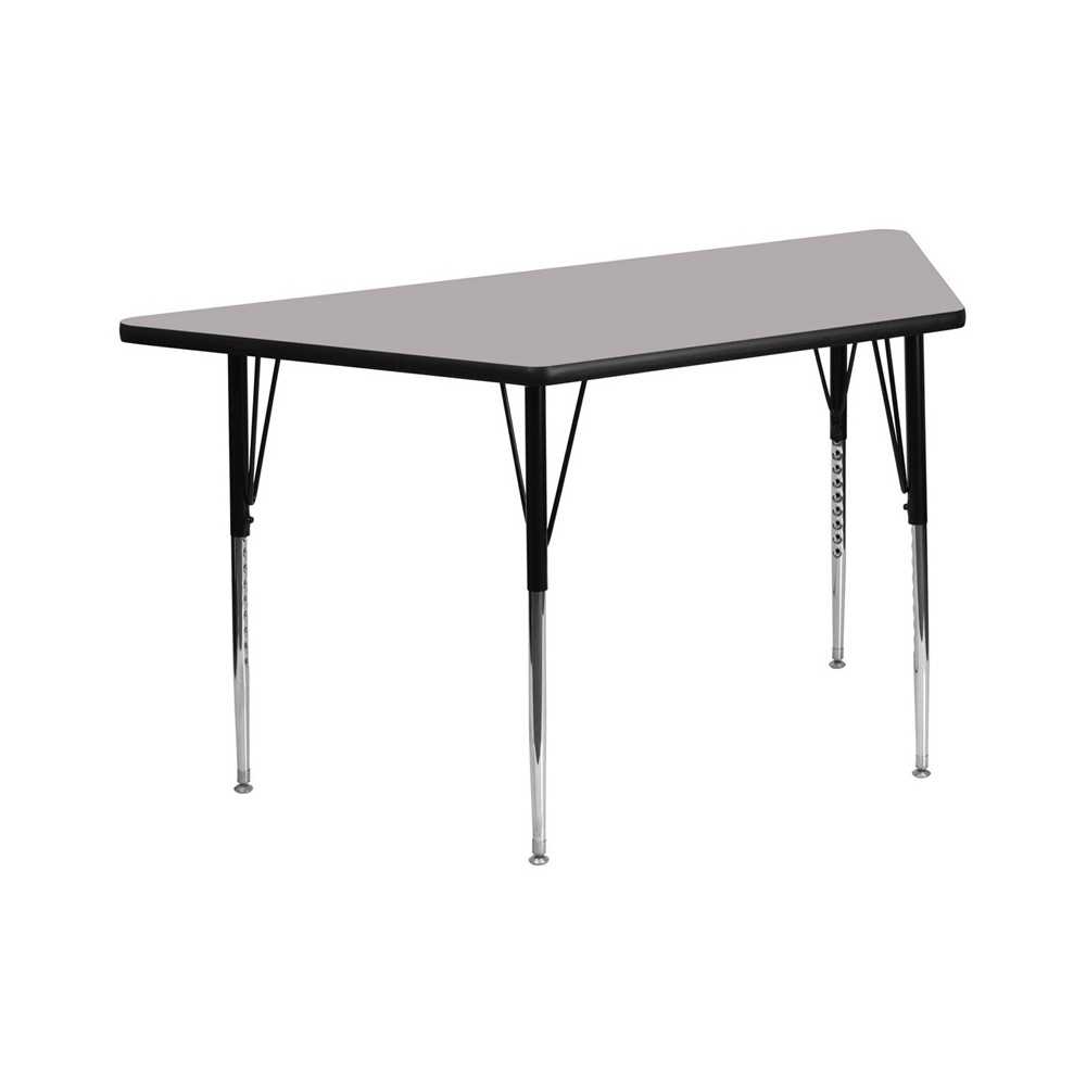 29''W x 57''L Trapezoid Grey Thermal Laminate Activity Table - Standard Height Adjustable Legs