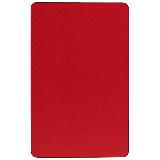 30''W x 72''L Rectangular Red HP Laminate Activity Table - Height Adjustable Short Legs