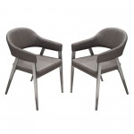 Adele Set of Two Dining/Accent Chairs in Grey Leatherette w/ Brushed Stainless Steel Leg by Diamond Sofa