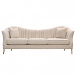 Ava Sofa in Sand Linen Fabric w/ Gold Leg by Diamond Sofa