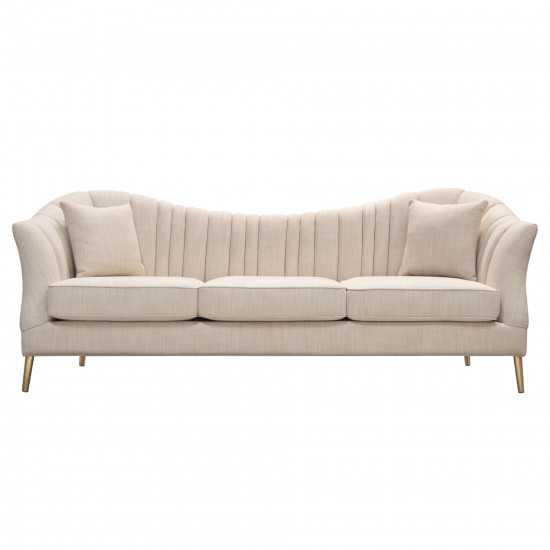 Ava Sofa in Sand Linen Fabric w/ Gold Leg by Diamond Sofa