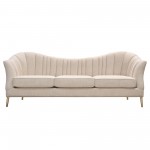 Ava Sofa in Sand Linen Fabric w/ Gold Leg by Diamond Sofa