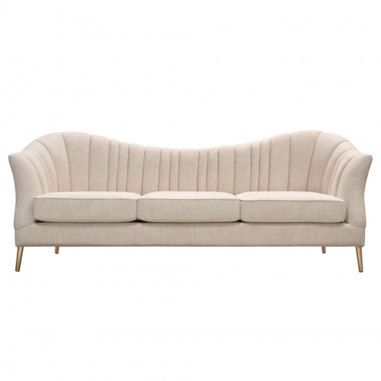 Ava Sofa in Sand Linen Fabric w/ Gold Leg by Diamond Sofa