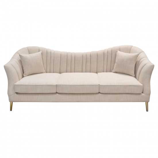 Ava Sofa in Sand Linen Fabric w/ Gold Leg by Diamond Sofa