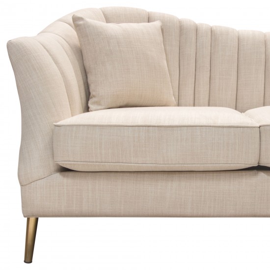 Ava Sofa in Sand Linen Fabric w/ Gold Leg by Diamond Sofa