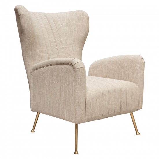 Ava Chair in Sand Linen Fabric w/ Gold Leg by Diamond Sofa