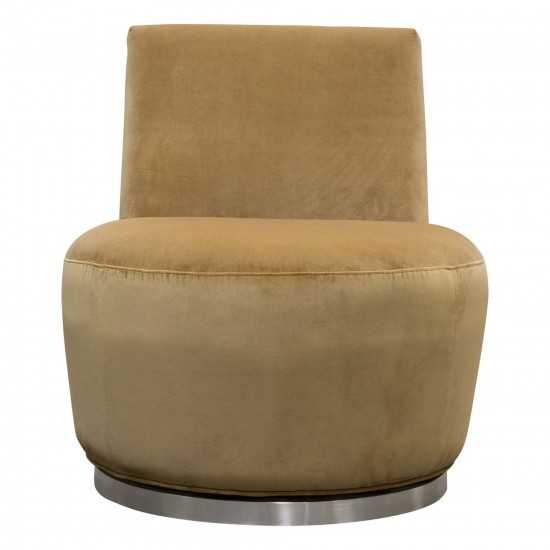 Blake Swivel Accent Chair in Marigold Velvet Fabric w/ Polished Stainless Steel base by Diamond Sofa