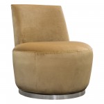Blake Swivel Accent Chair in Marigold Velvet Fabric w/ Polished Stainless Steel base by Diamond Sofa