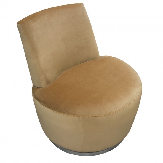 Blake Swivel Accent Chair in Marigold Velvet Fabric w/ Polished Stainless Steel base by Diamond Sofa