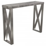 Carrera Bar Height Table in 3D Faux Concrete Finish with Brushed Stainless Steel Legs by Diamond Sofa