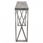 Carrera Bar Height Table in 3D Faux Concrete Finish with Brushed Stainless Steel Legs by Diamond Sofa