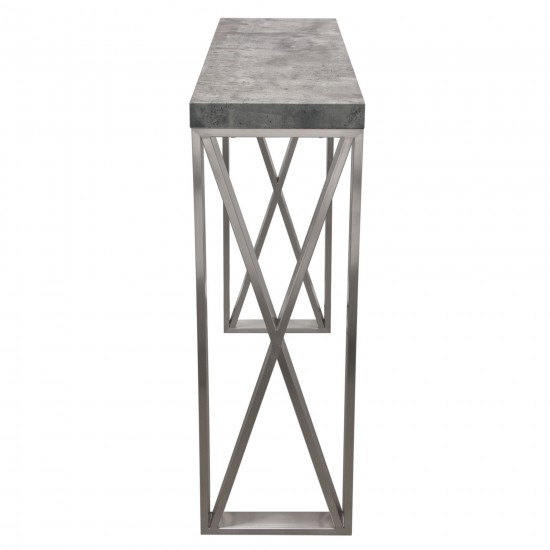 Carrera Bar Height Table in 3D Faux Concrete Finish with Brushed Stainless Steel Legs by Diamond Sofa