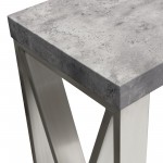 Carrera Bar Height Table in 3D Faux Concrete Finish with Brushed Stainless Steel Legs by Diamond Sofa