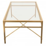 Croft Rectangular Cocktail Table with Clear Glass Top and Brushed Gold Base by Diamond Sofa