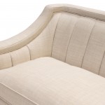 Croft Fabric Sofa in Sand Linen Fabric w/ Accent Pillows and Gold Metal Criss-Cross Frame by Diamond Sofa