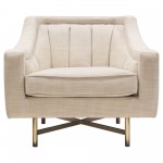 Croft Fabric Chair in Sand Linen Fabric w/ Accent Pillow and Gold Metal Criss-Cross Frame by Diamond Sofa