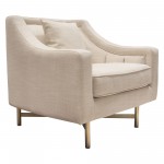 Croft Fabric Chair in Sand Linen Fabric w/ Accent Pillow and Gold Metal Criss-Cross Frame by Diamond Sofa