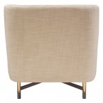 Croft Fabric Chair in Sand Linen Fabric w/ Accent Pillow and Gold Metal Criss-Cross Frame by Diamond Sofa