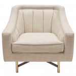 Croft Fabric Chair in Sand Linen Fabric w/ Accent Pillow and Gold Metal Criss-Cross Frame by Diamond Sofa