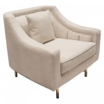 Croft Fabric Chair in Sand Linen Fabric w/ Accent Pillow and Gold Metal Criss-Cross Frame by Diamond Sofa