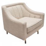 Croft Fabric Chair in Sand Linen Fabric w/ Accent Pillow and Gold Metal Criss-Cross Frame by Diamond Sofa