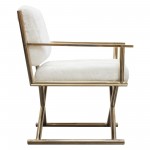 Diva Directors Chair in White Faux Fir w/ Gold Metal Frame by Diamond Sofa