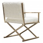 Diva Directors Chair in White Faux Fir w/ Gold Metal Frame by Diamond Sofa