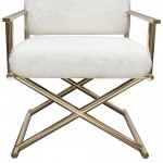 Diva Directors Chair in White Faux Fir w/ Gold Metal Frame by Diamond Sofa