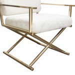 Diva Directors Chair in White Faux Fir w/ Gold Metal Frame by Diamond Sofa