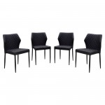 Milo 4-Pack Dining Chairs in Black Diamond Tufted Leatherette with Black Powder Coat Legs by Diamond Sofa