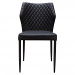 Milo 4-Pack Dining Chairs in Black Diamond Tufted Leatherette with Black Powder Coat Legs by Diamond Sofa