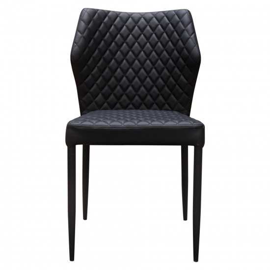 Milo 4-Pack Dining Chairs in Black Diamond Tufted Leatherette with Black Powder Coat Legs by Diamond Sofa