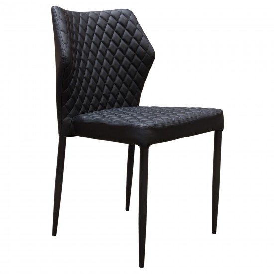 Milo 4-Pack Dining Chairs in Black Diamond Tufted Leatherette with Black Powder Coat Legs by Diamond Sofa