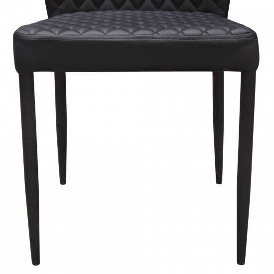 Milo 4-Pack Dining Chairs in Black Diamond Tufted Leatherette with Black Powder Coat Legs by Diamond Sofa