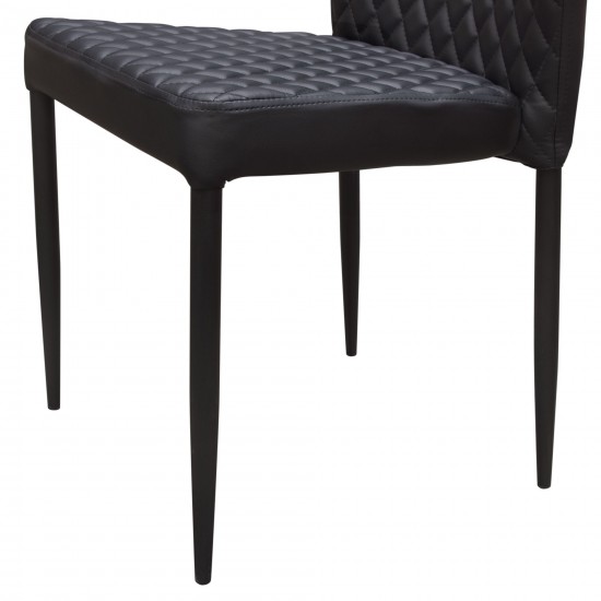 Milo 4-Pack Dining Chairs in Black Diamond Tufted Leatherette with Black Powder Coat Legs by Diamond Sofa