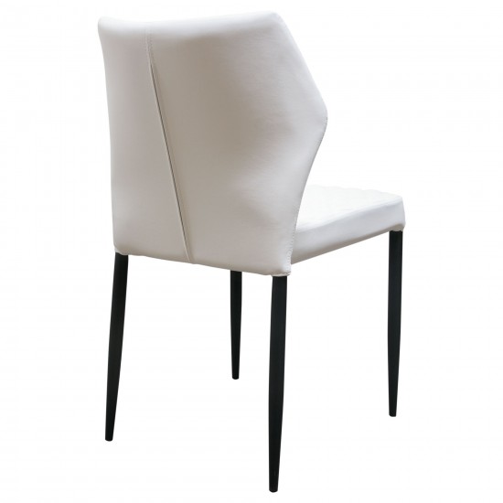 Milo 4-Pack Dining Chairs in White Diamond Tufted Leatherette with Black Powder Coat Legs by Diamond Sofa