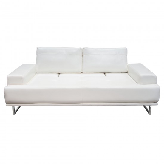 Russo Sofa w/ Adjustable Seat Backs in White Air Leather by Diamond Sofa