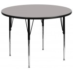 48'' Round Grey HP Laminate Activity Table - Standard Height Adjustable Legs