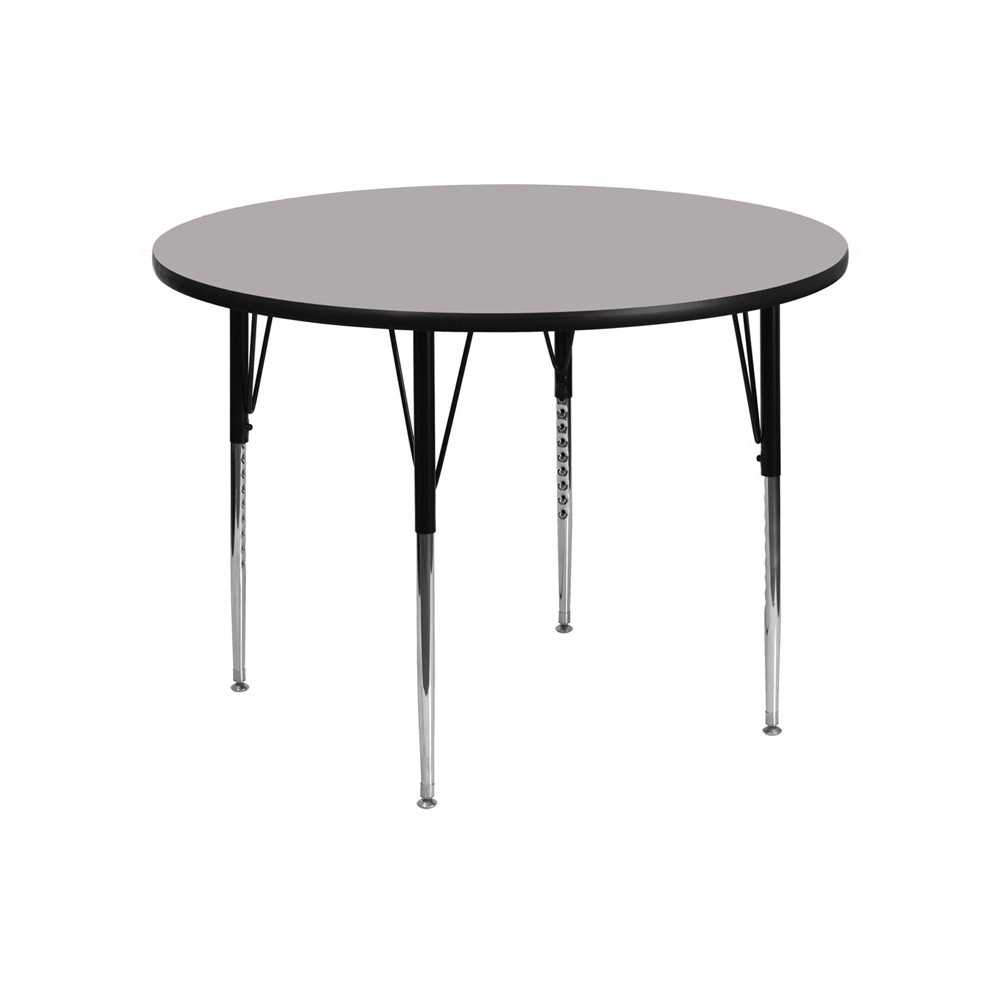 48'' Round Grey HP Laminate Activity Table - Standard Height Adjustable Legs