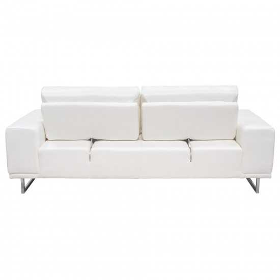 Russo Sofa w/ Adjustable Seat Backs in White Air Leather by Diamond Sofa